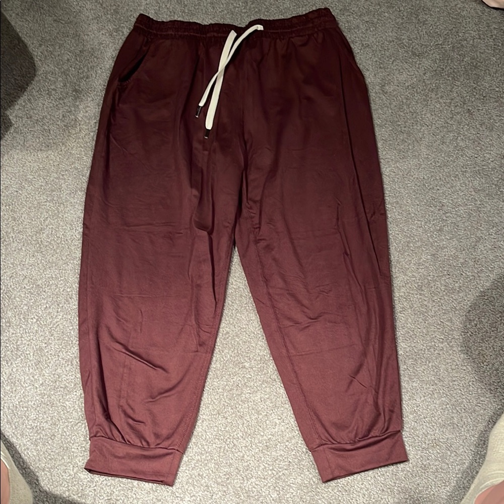 FEAT Maroon Sweatpants with Elastic Waistband and Tapered Ankles